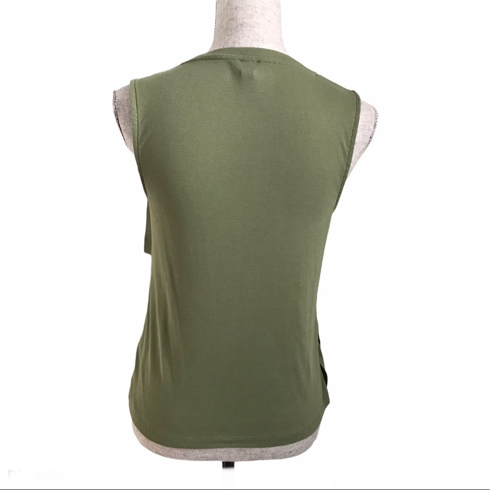 J.Crew Olive Green Asymmetrical Ruffle Tank Top - Picture 3 of 6